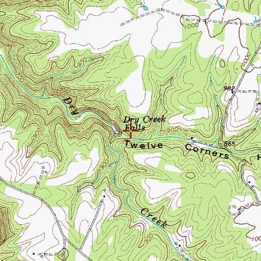 Topographic Map of Dry Creek Falls, TN