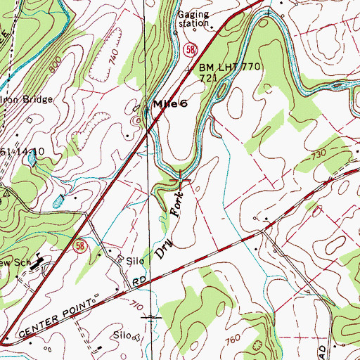 Topographic Map of Dry Fork, TN
