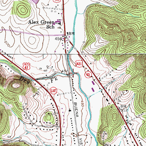 Topographic Map of Dry Fork, TN