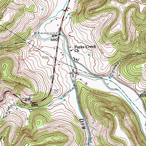 Topographic Map of Dry Fork, TN