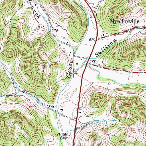 Topographic Map of Dry Fork, TN