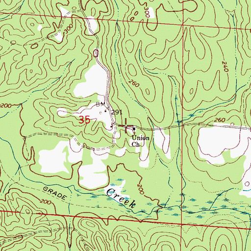 Topographic Map of Union Church, AL