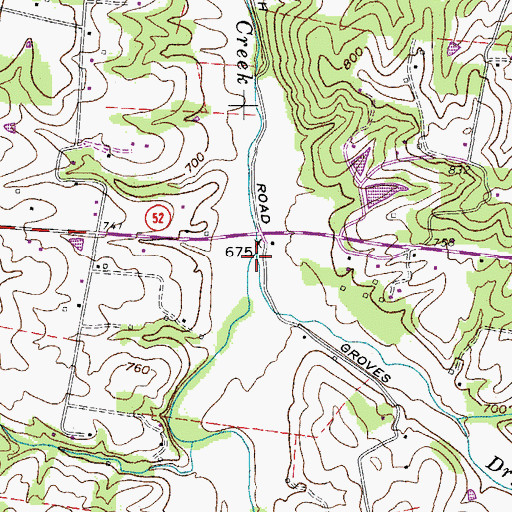 Topographic Map of Dry Fork Creek, TN