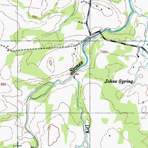 Topographic Map of Dry Fork Creek, TN
