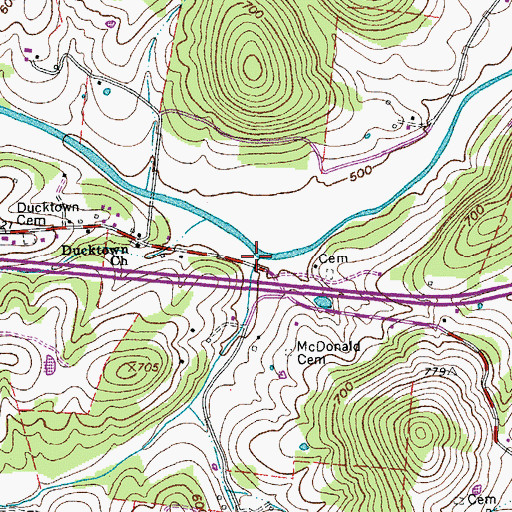 Topographic Map of Dry Fork Creek, TN