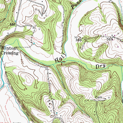 Topographic Map of Dry Fork Creek, TN