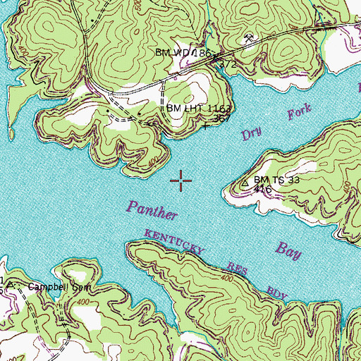 Topographic Map of Dry Fork Creek, TN