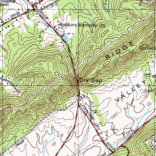 Topographic Map of Dry Gap, TN