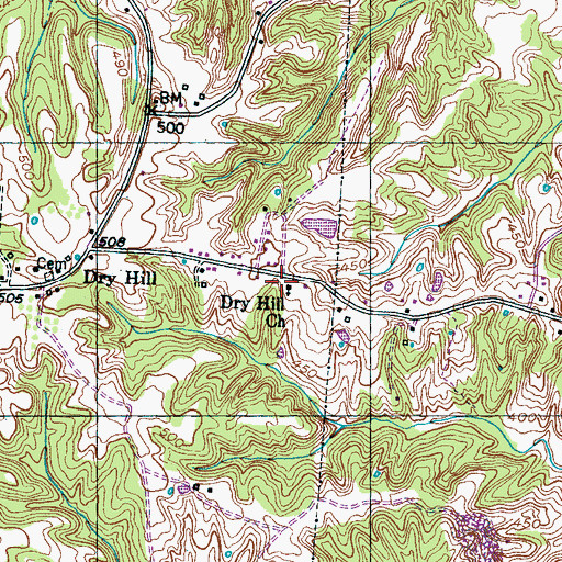 Topographic Map of Dry Hill Church, TN