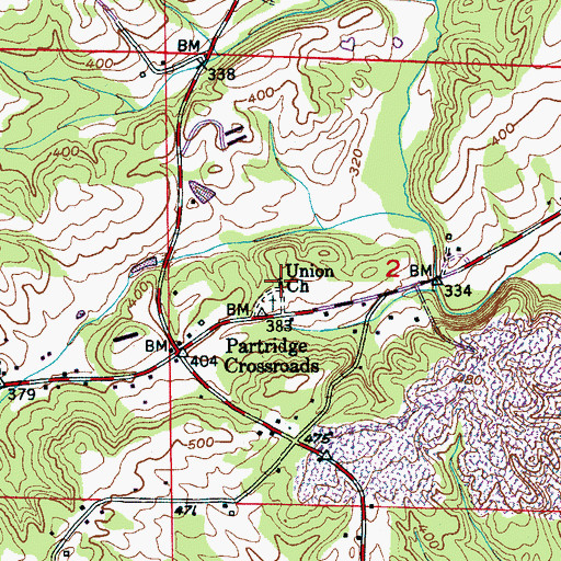 Topographic Map of Union Church, AL