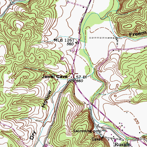 Topographic Map of Dry Hollow, TN