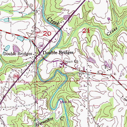 Topographic Map of Union Church, AL