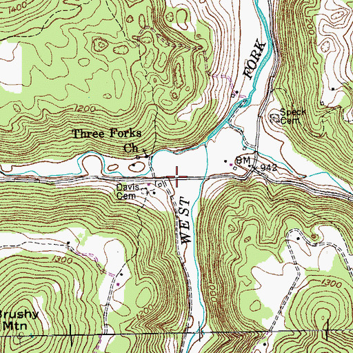 Topographic Map of Dry Hollow, TN