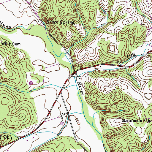 Topographic Map of Dry Hollow Branch, TN