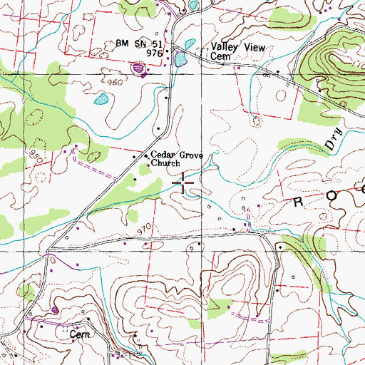 Topographic Map of Dry Land Creek, TN