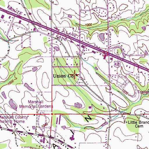 Topographic Map of Union Church, AL