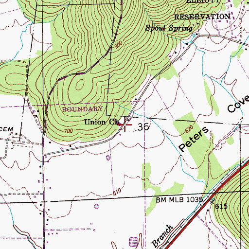 Topographic Map of Union Church, AL