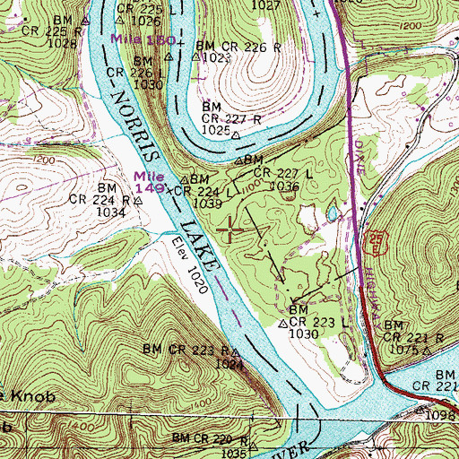 Topographic Map of Dry Valley, TN