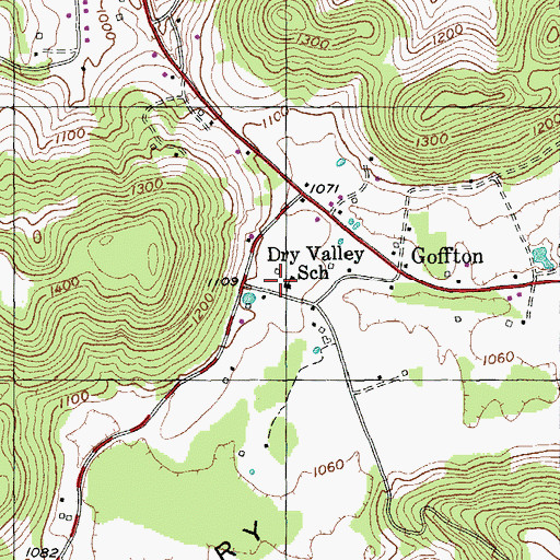 Topographic Map of Dry Valley School, TN