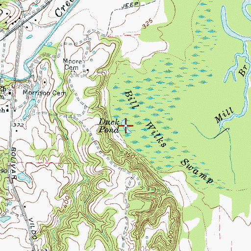 Topographic Map of Duck Pond, TN