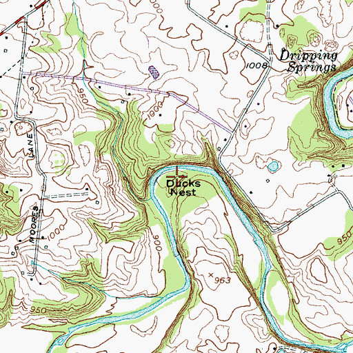 Topographic Map of Ducks Nest, TN