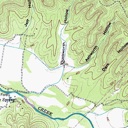 Topographic Map of Duckworth Hollow, TN