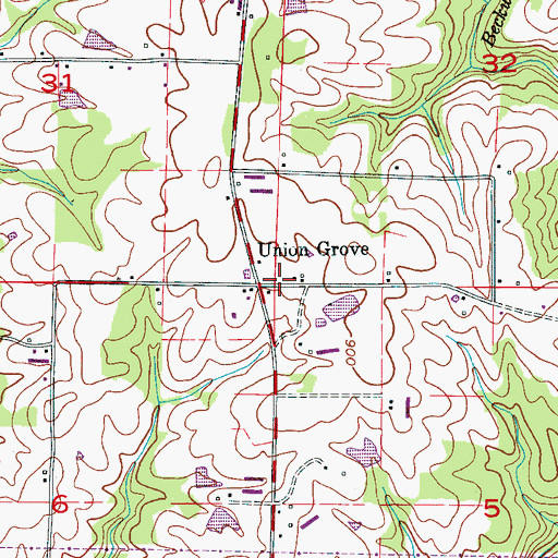 Topographic Map of Union Grove, AL