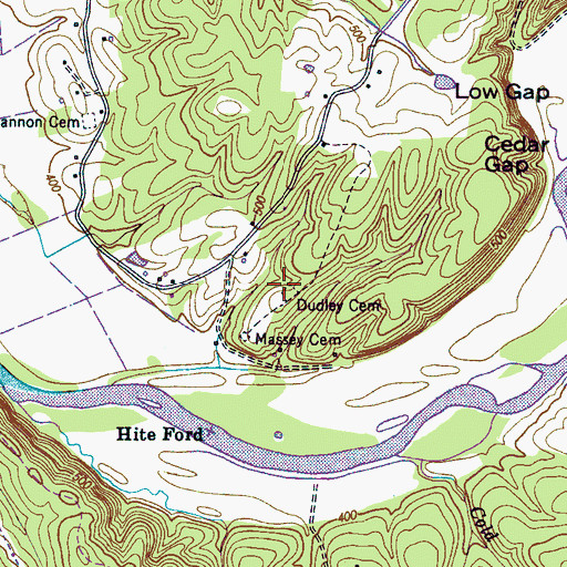 Topographic Map of Dudley Cemetery, TN