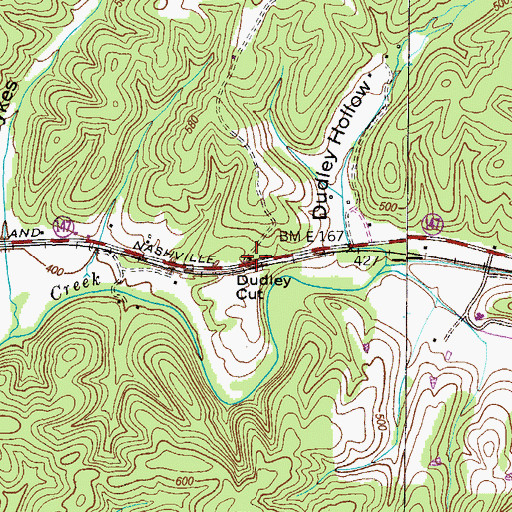 Topographic Map of Dudley Cut, TN