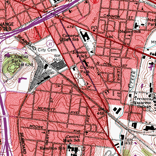 Topographic Map of Dudley Park, TN