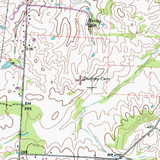 Topographic Map of Dudney Cemetery, TN
