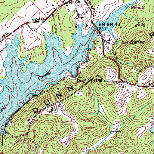 Topographic Map of Duff Spring, TN