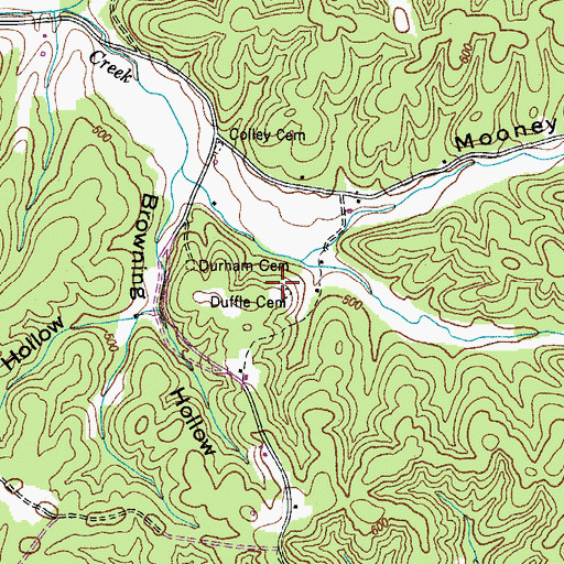 Topographic Map of Duffle Cemetery, TN