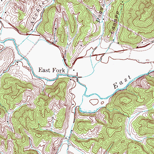 Topographic Map of Dugan Branch, TN