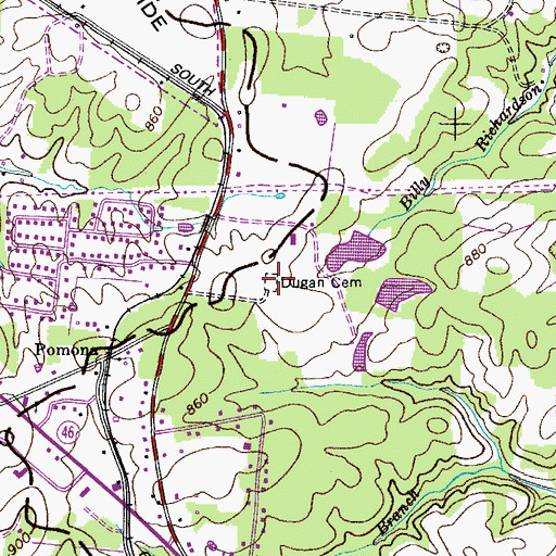Topographic Map of Dugan Cemetery, TN