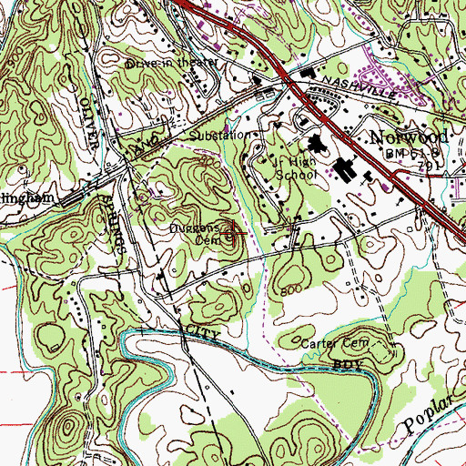 Topographic Map of Duggans Cemetery, TN