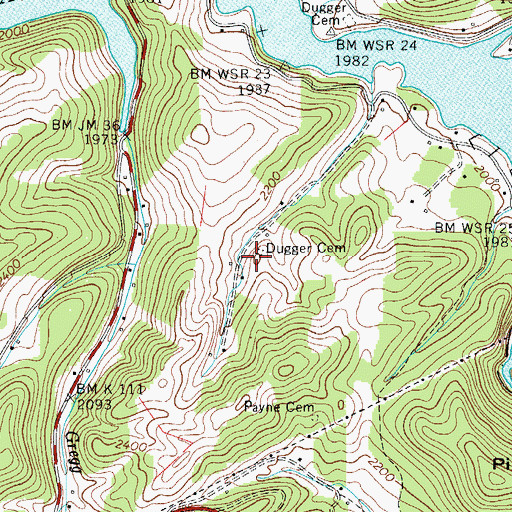 Topographic Map of Dugger Cemetery, TN