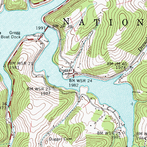 Topographic Map of Dugger Cemetery, TN