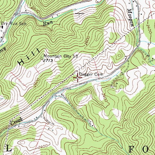 Topographic Map of Dugger Cemetery, TN