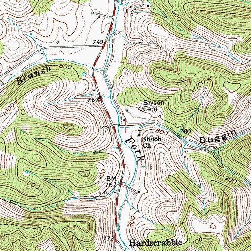 Topographic Map of Duggin Hollow, TN