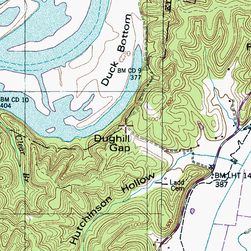Topographic Map of Dughill Gap, TN