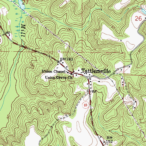Topographic Map of Union Grove Church, AL
