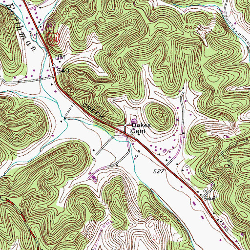Topographic Map of Dukes Cemetery, TN