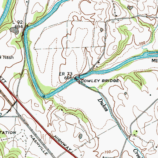 Topographic Map of Dukes Creek, TN
