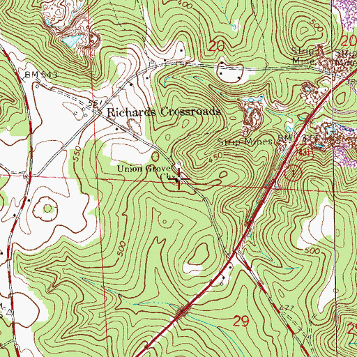 Topographic Map of Union Grove Church, AL