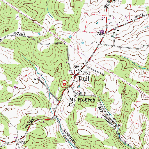 Topographic Map of Dull, TN
