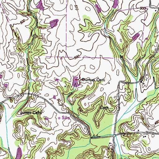 Topographic Map of Dumas Cemetery, TN
