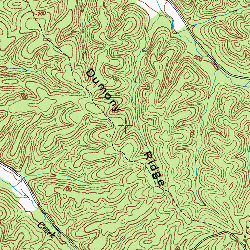 Topographic Map of Dumony Ridge, TN