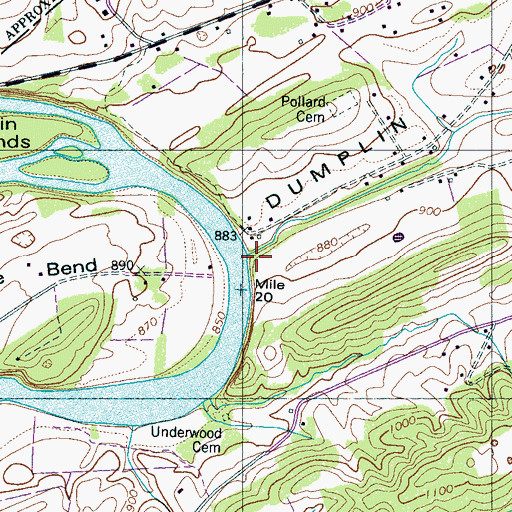 Topographic Map of Dumplin Valley, TN