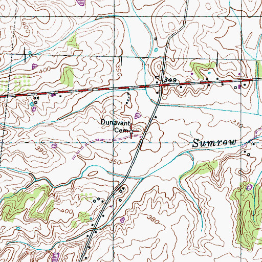 Topographic Map of Dunavant Cemetery, TN